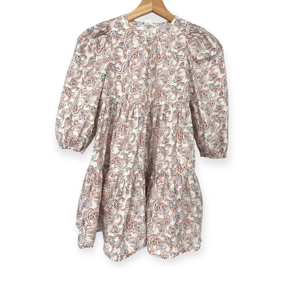 Crewcuts Girls Puff Sleeve Tiered‎ Lightweight Cotton Paisley Dress Size 7